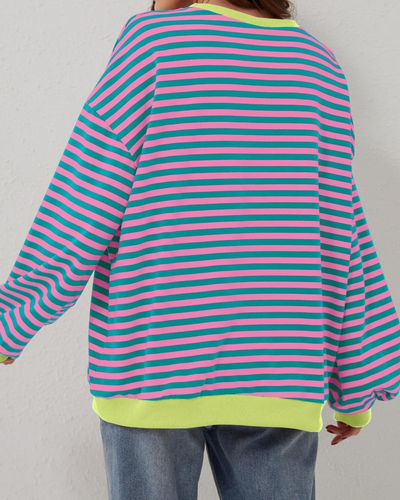 Luna™ | Oversized Striped Long-sleeve Crewneck