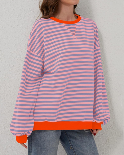 Luna™ | Oversized Striped Long-sleeve Crewneck