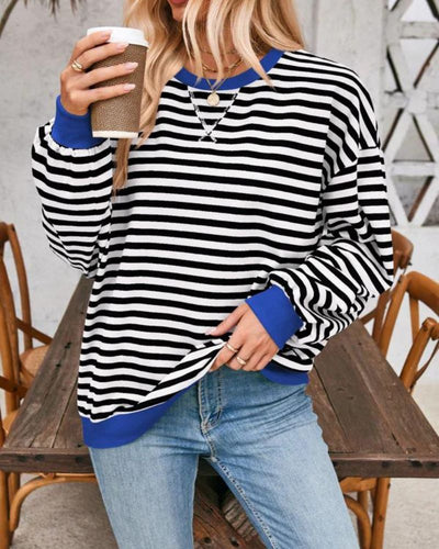 Luna™ | Oversized Striped Long-sleeve Crewneck